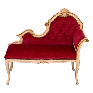 Louis XVI Red Velvet Hall Sofa, France, 1950s For Sale
