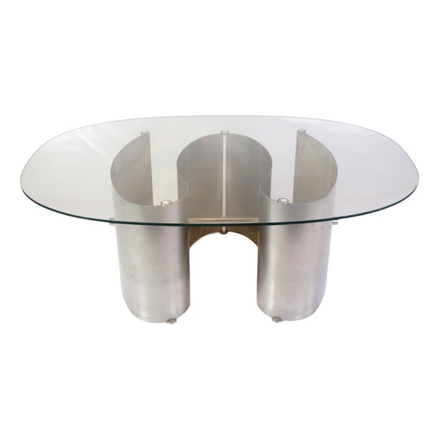 Coffee Table with Glass Top and Frame Shaped in Steel by Jørgen Flemmer, 1986 For Sale