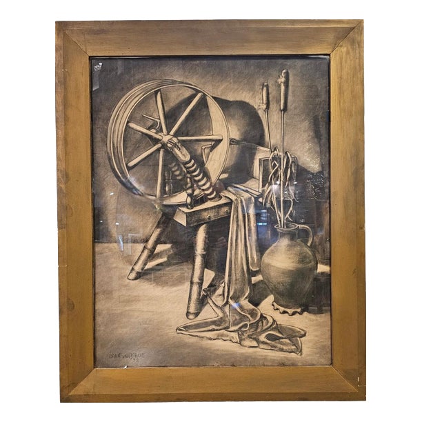 Daan van 't Hof, Jolie Laide, Charcoal Drawing, 1932 For Sale