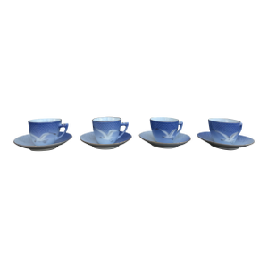 1970s Bing Grondalh B&g Seagull Tea Cups and Saucers Denmark Copenhagen, Eight Pieces
