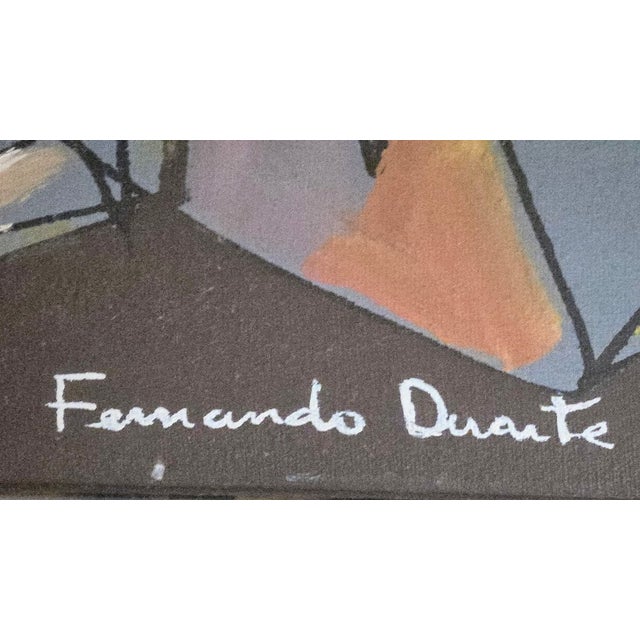 Figurative 1990s Acrylic Painting With India Ink on Stretched Canvas by Brazilian Artist Fernando Duarte Modern Art For Sale - Image 3 of 11