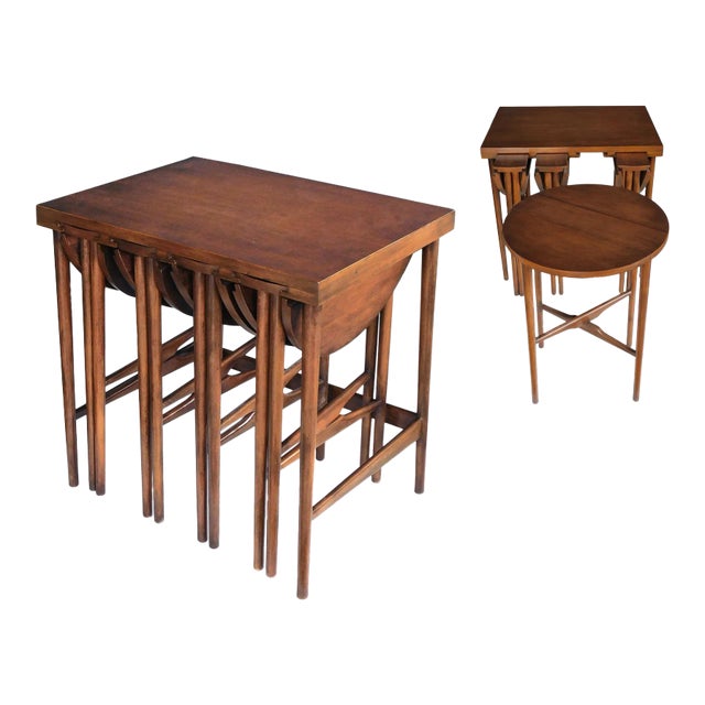 Bertha Schaefer for M. Singer & Sons 1950s Walnut Nesting Tables - Set of 5 For Sale