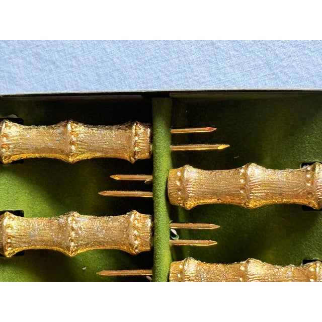 Vintage Hollywood Regency Gilt Bamboo Corn Holders Set of 8 For Sale - Image 11 of 11