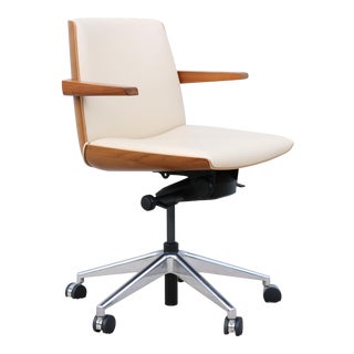Mid-Century Modern Style Bassam Fellows for Geiger Walnut Clamshell Office Chair For Sale