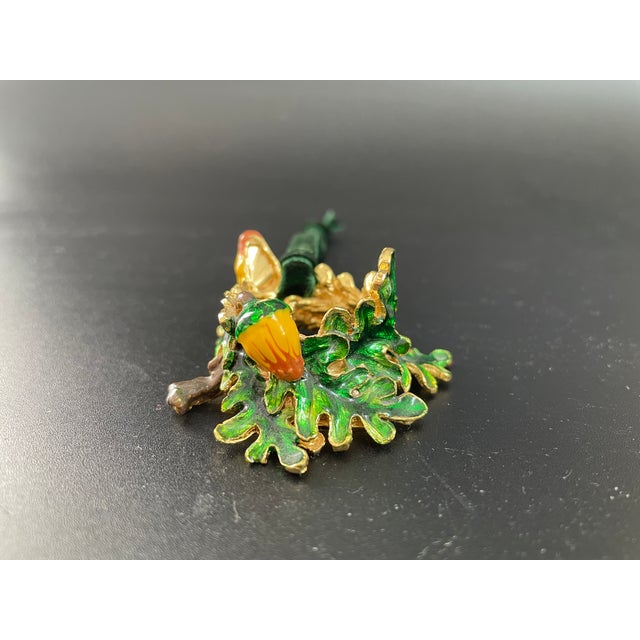 Contemporary Enameled Oak Leaves & Acorns Wreath Ornament For Sale - Image 3 of 12
