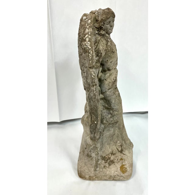 Vintage Concrete Angel Garden Statue For Sale - Image 10 of 12