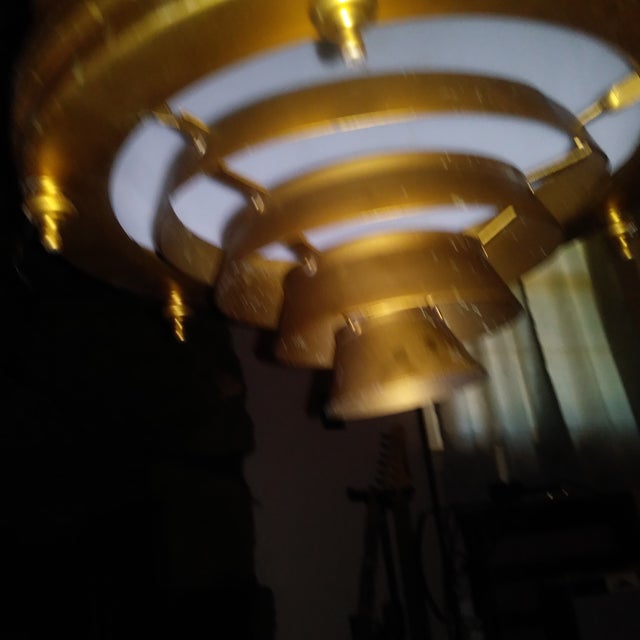 1970s Large Mid Century Gothic Pendant Light With Long Metal Downrod For Sale - Image 6 of 14
