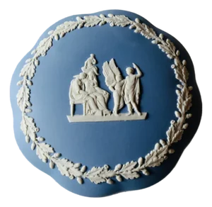 Vintage Wedgwood Blue Jasperware Scalloped Trinket Box - East Hampton Estate Find