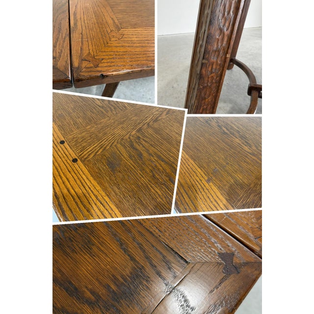 1930s Scandinavian Brutalist Oak Dining Set, Table and 6 Chairs For Sale - Image 12 of 12