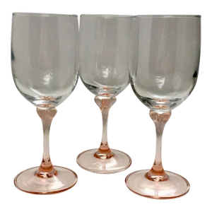 1970s Luminarc Peach Stemmed Wine Glasses-Set of 3