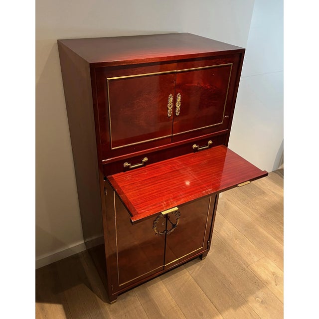 1970s 1970 Empire Style Desk in Flamed Mahogany in the Style of Aldo Tura For Sale - Image 5 of 12