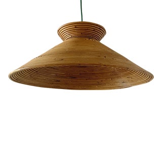 Gabriella Crespi Style Large Pencil Reed Bamboo Pendant Light From 70's For Sale