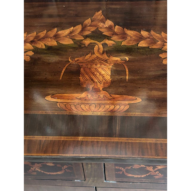Brown Marquetry Style Neoclassical Cabinet Console For Sale - Image 8 of 12