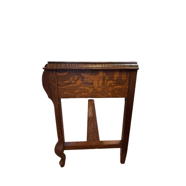 Early 20th Century Figured Oak Two-Drawer Writing Table With Stretcher Base Circa 1920 For Sale In Greensboro - Image 6 of 12