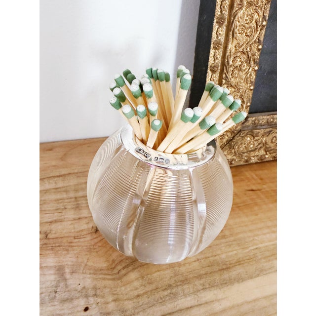 English Antique 1900 Sterling Silver and Glass Match Striker For Sale - Image 3 of 5