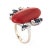 Stylish vintage Sardinian red coral, sapphire & diamond cocktail ring (circa 1950s to 1960s) crafted in 18 karat white...