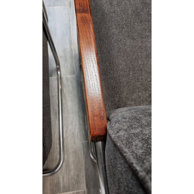 Tubular Armchair by Anton Lorenz for Ton, Set of 3 For Sale - Image 5 of 14