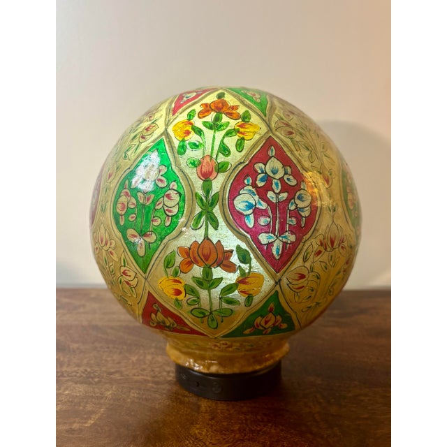 Antique Hand Painted Camel Bladder Lamp Shade Diffuser Folk Art c.1900 For Sale - Image 4 of 7