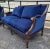 Wood Pair of Ethan Allen Louis XVI–Style Loveseats in Blue Velvet With Carved Walnut Frames For Sale - Image 7 of 16