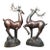 Solid Copper Pair of Lucky Wealth Deer (Zhaocai Lu) - Heavy Bronze Deer Figurines With Antlers For Sale