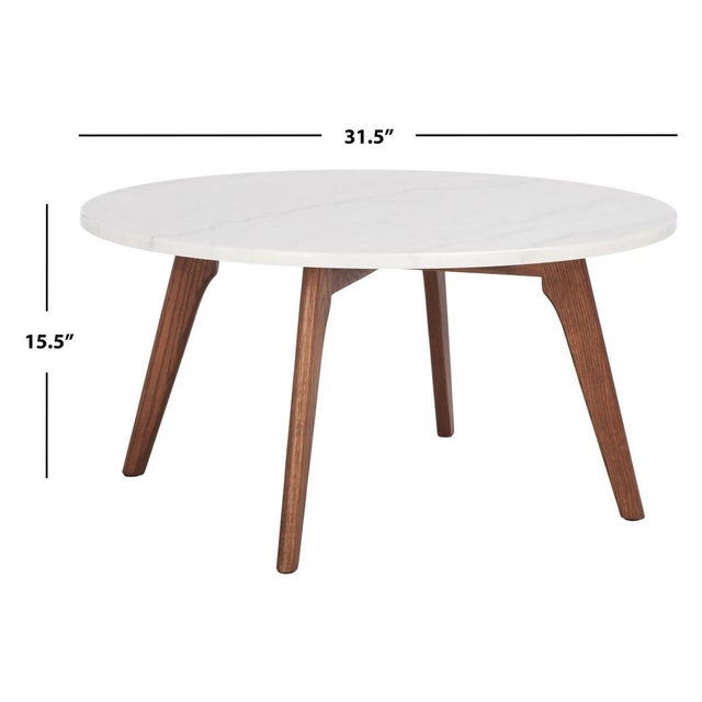 Modern Syrio Round Marble Coffee Table - Marble/Walnut For Sale - Image 3 of 7