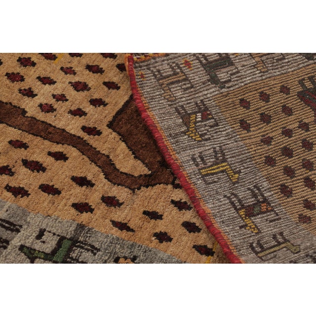 Sand Vintage Animal Pictorial Gabbeh Wool Rug by Rug & Kilim, Afghanistan, 1950-1959 For Sale - Image 8 of 10