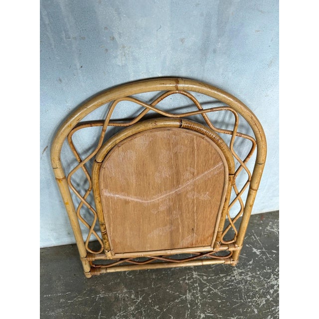 French Rattan Wall Mirror, 1960s For Sale - Image 3 of 5