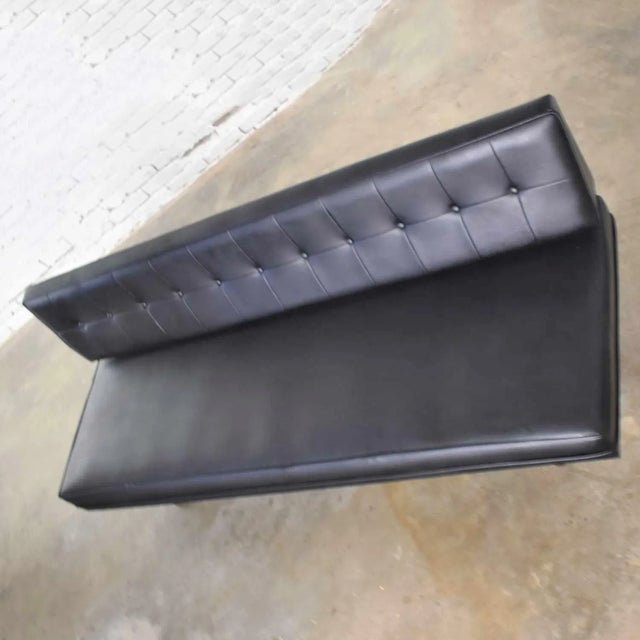 Wood Vintage Mid Century Modern Black Vinyl Faux Leather Convertible Sofa by Universal of High Point For Sale - Image 7 of 13