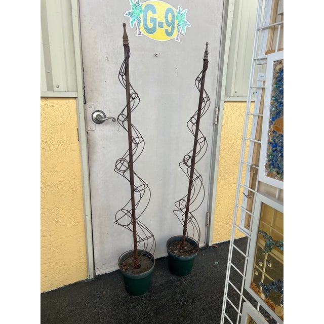 Traditional Late 20th Century Monumental Metal Obelisk Trellis Plant Support -2 For Sale - Image 3 of 8