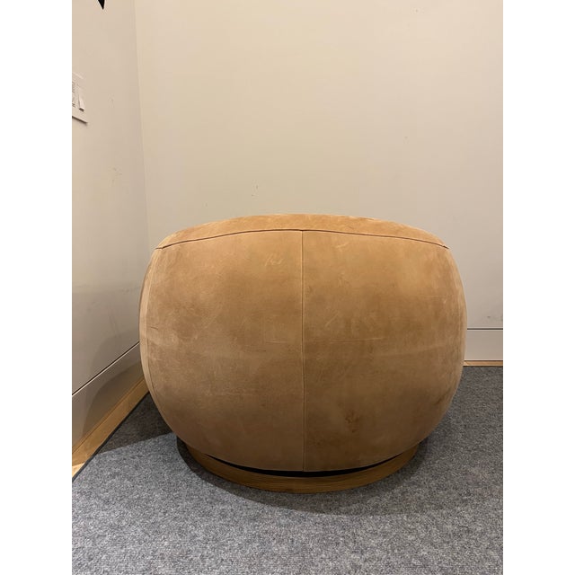 Animal Skin Cb2 Laszlo Leather Swivel Chair For Sale - Image 7 of 12