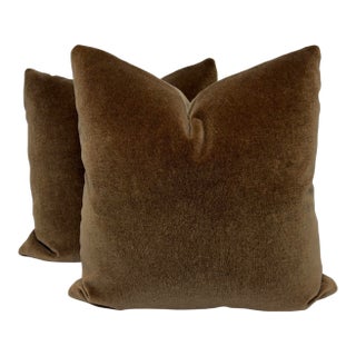"Nevada Mohair" in Brown 22" Pillows-a Pair For Sale