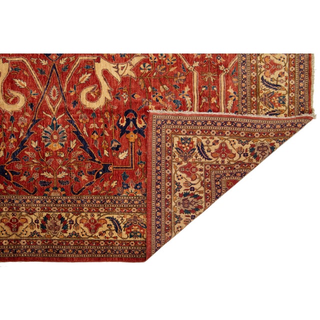 Modern Modern Red Serapi-Style Wool Rug With Allover Design For Sale - Image 3 of 9