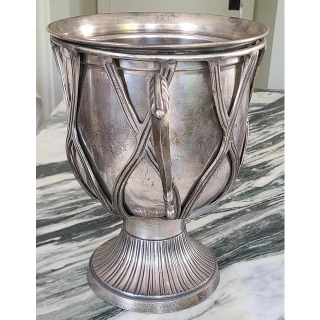 Metal Vintage English Silver Plated Trophy Ice Bucket or Jardinière For Sale - Image 7 of 13