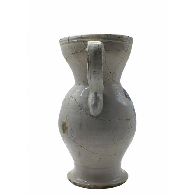 Antique Hand-Painted Majolica Ceramic Jug, Italy For Sale - Image 3 of 10