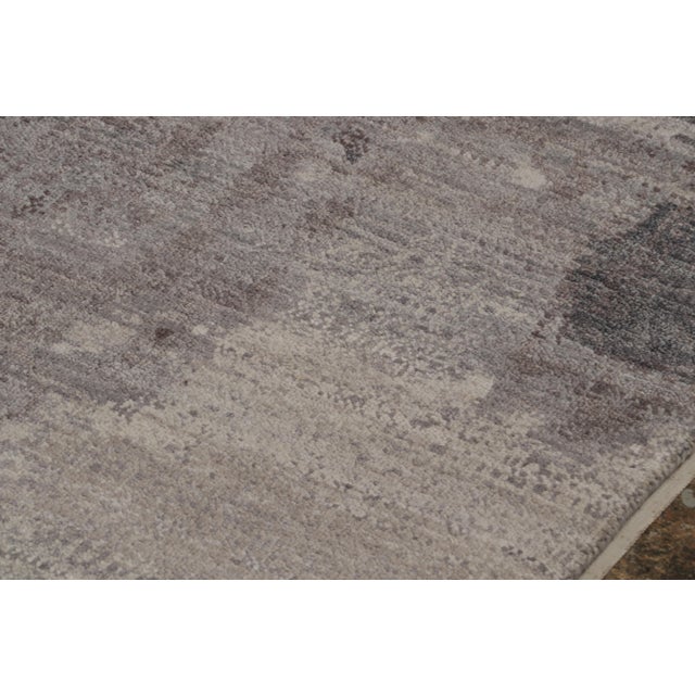 Rug & Kilim Rug & Kilim’s Contemporary Abstract Rug With Silver and Gray Patterns For Sale - Image 4 of 10