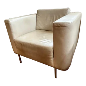 Leather Cube Chair Attributed to Geiger Furniture Itl