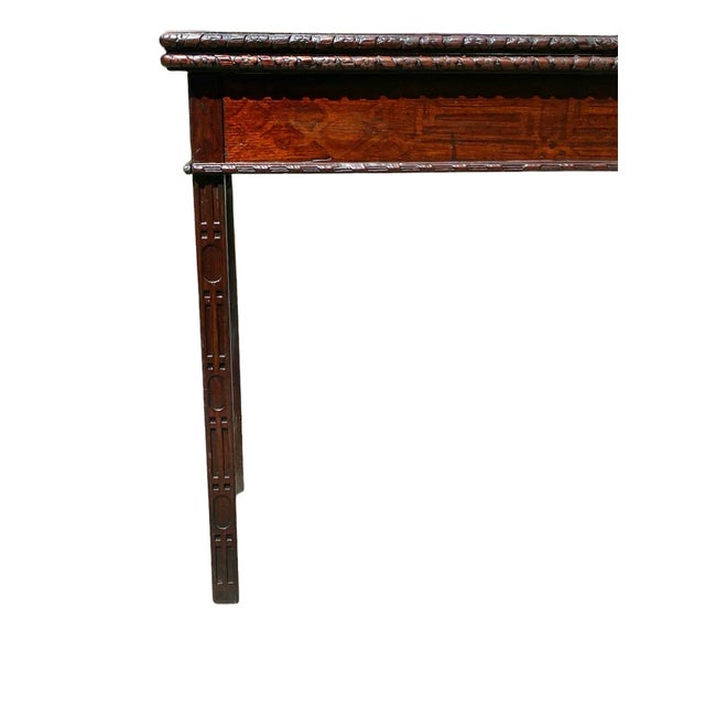 Mid 18th Century Antique Chinese Chippendale Mahogany Card Table With Foliate Carved Edge Circa 1760 For Sale - Image 5 of 12
