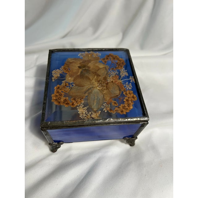 Handcrafted Blue Stained Glass Trinket Box For Sale - Image 11 of 11