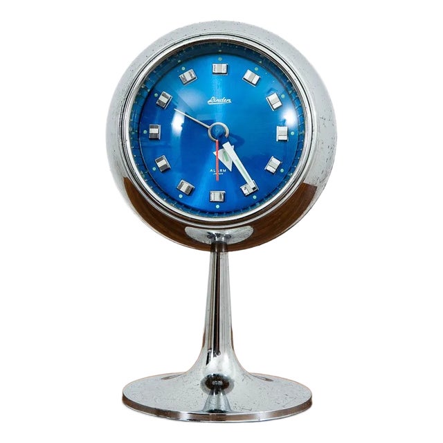 Mid Century Modern Alarm Clock Linden Japan Space Age Chrome