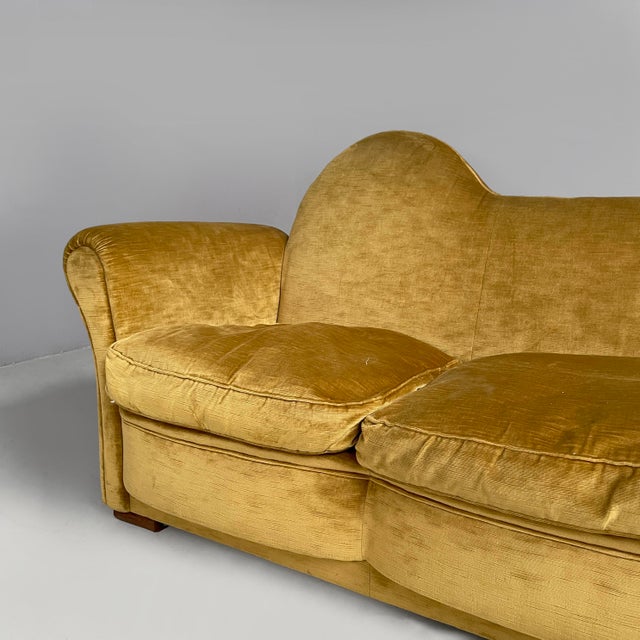 Mid-Century Modern Italian Yellow Velvet Sofa by Tito Agnoli for Poltrona Frau, 1950s For Sale - Image 6 of 18