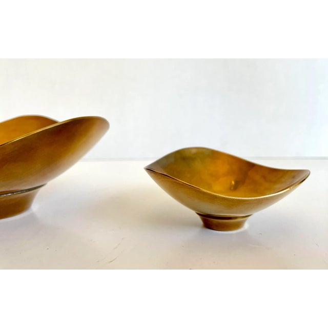 Metal 1960s Pair of Raymor Organically Shaped Brass Finger Trinket Bowls For Sale - Image 7 of 12