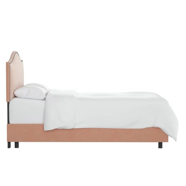Contemporary Ashland Bed in Pink Champagne Luxe Velvet, King For Sale - Image 3 of 7