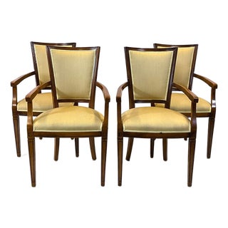 Mid 20th Century Set 4 French Modern Empire Dining Arm Chairs For Sale