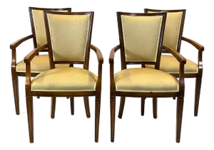 Mid 20th Century Set 4 French Modern Empire Dining Arm Chairs