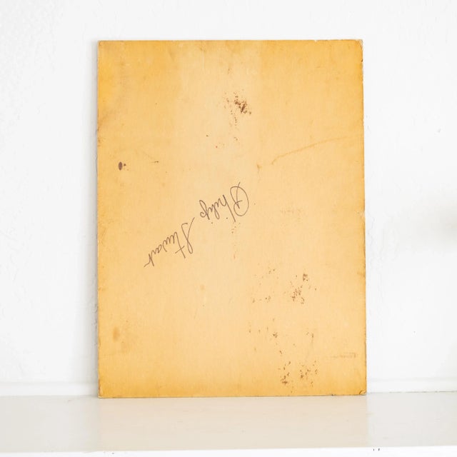 Orange Expressionist Portrait Painting 'Girl With Pigtails' After Modigliani For Sale - Image 8 of 8