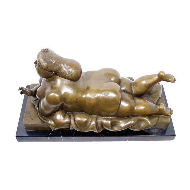Nude Woman Smoking a Cigarette Sculpture, Bronze For Sale - Image 4 of 9