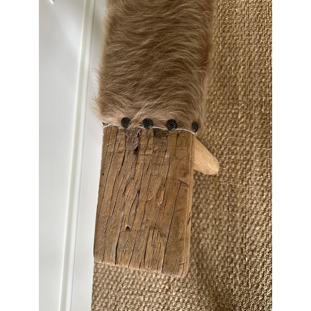 Antique Asian Shandong Elm Bench With Hide Upholstery For Sale - Image 4 of 12