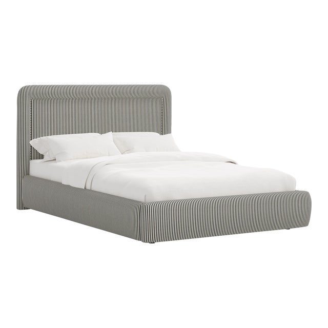 Stoffer Home x Cloth & Company Marisa Platform Bed in Jane Stripe Carbon - California King For Sale
