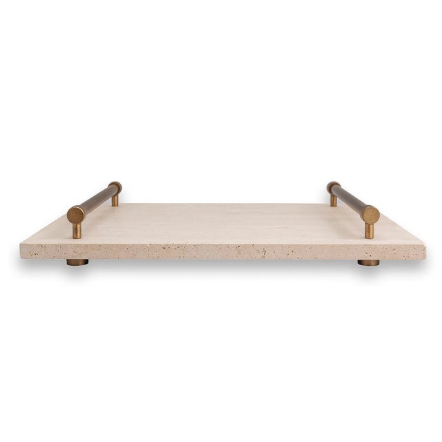 Tivoli Marble Natural/Brass Tray For Sale - Image 10 of 10