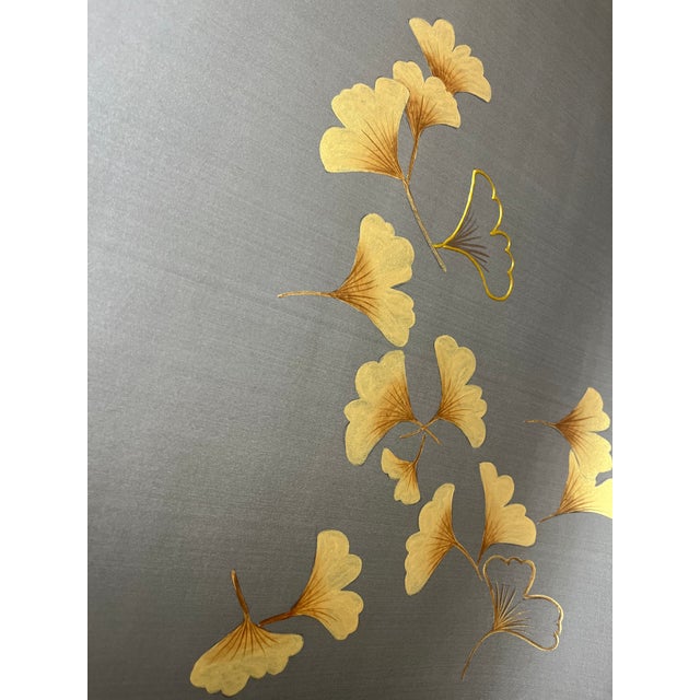 If you love the look of De Gournay wallpaper but not the price, this is for you. Taupe Brown Ginkgo Leaf Mural | Hand-...